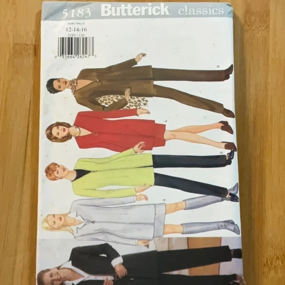 Vtg. 5183 Butterick Pattern Jacket Skirt Pants Scarf 12-14-16 Misses/Petite